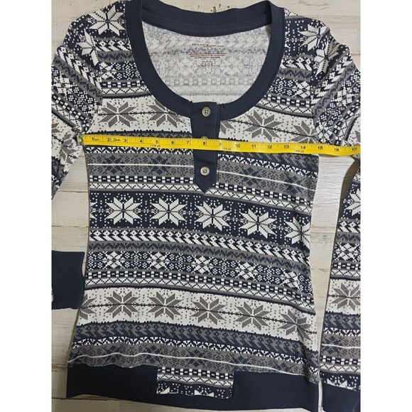 Tommy Hilfiger gray and white thermal long sleeve shirt size Small Snowflakes - Picture 8 of 11